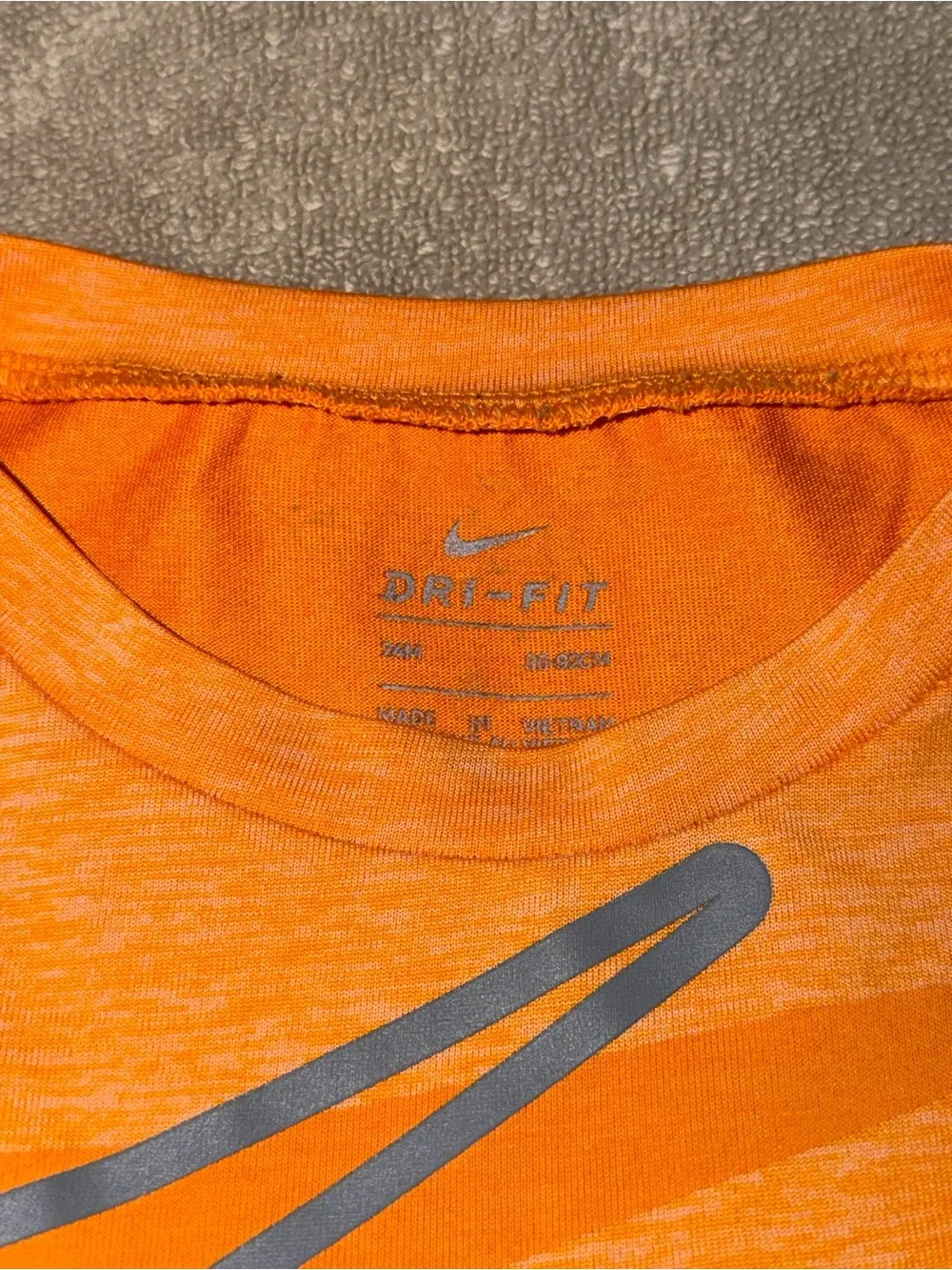 Nike Orange Heather Short Sleeve Tee with Gray Swoosh